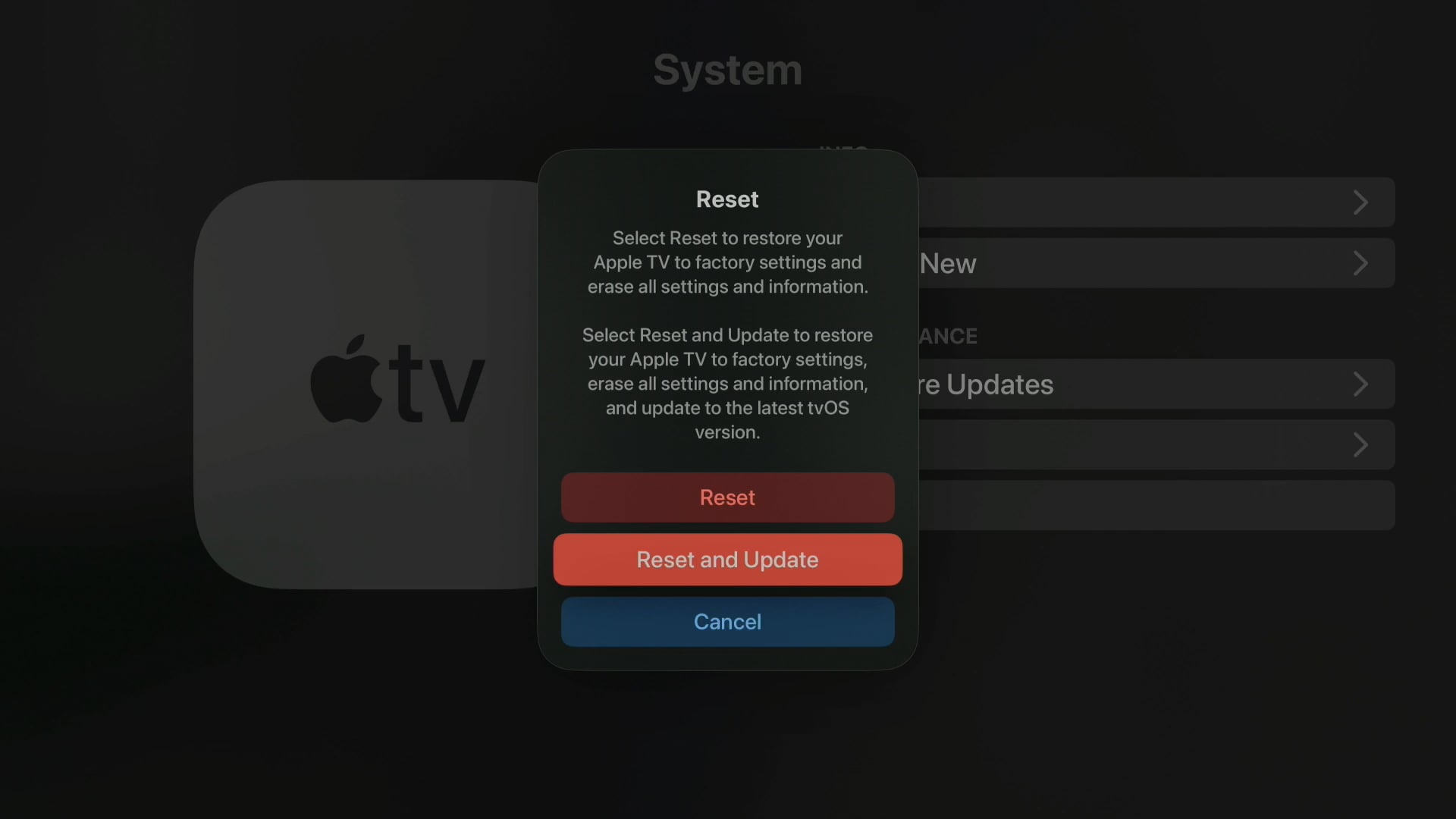 Apple TV reset