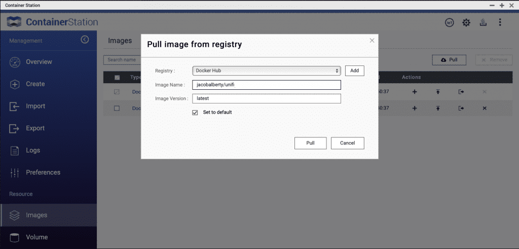 Pull image from registry