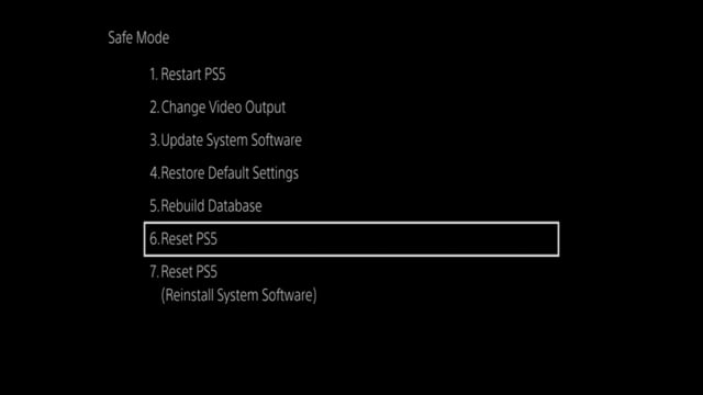 How to factory reset a Sony PlayStation 5 using Safe mode
