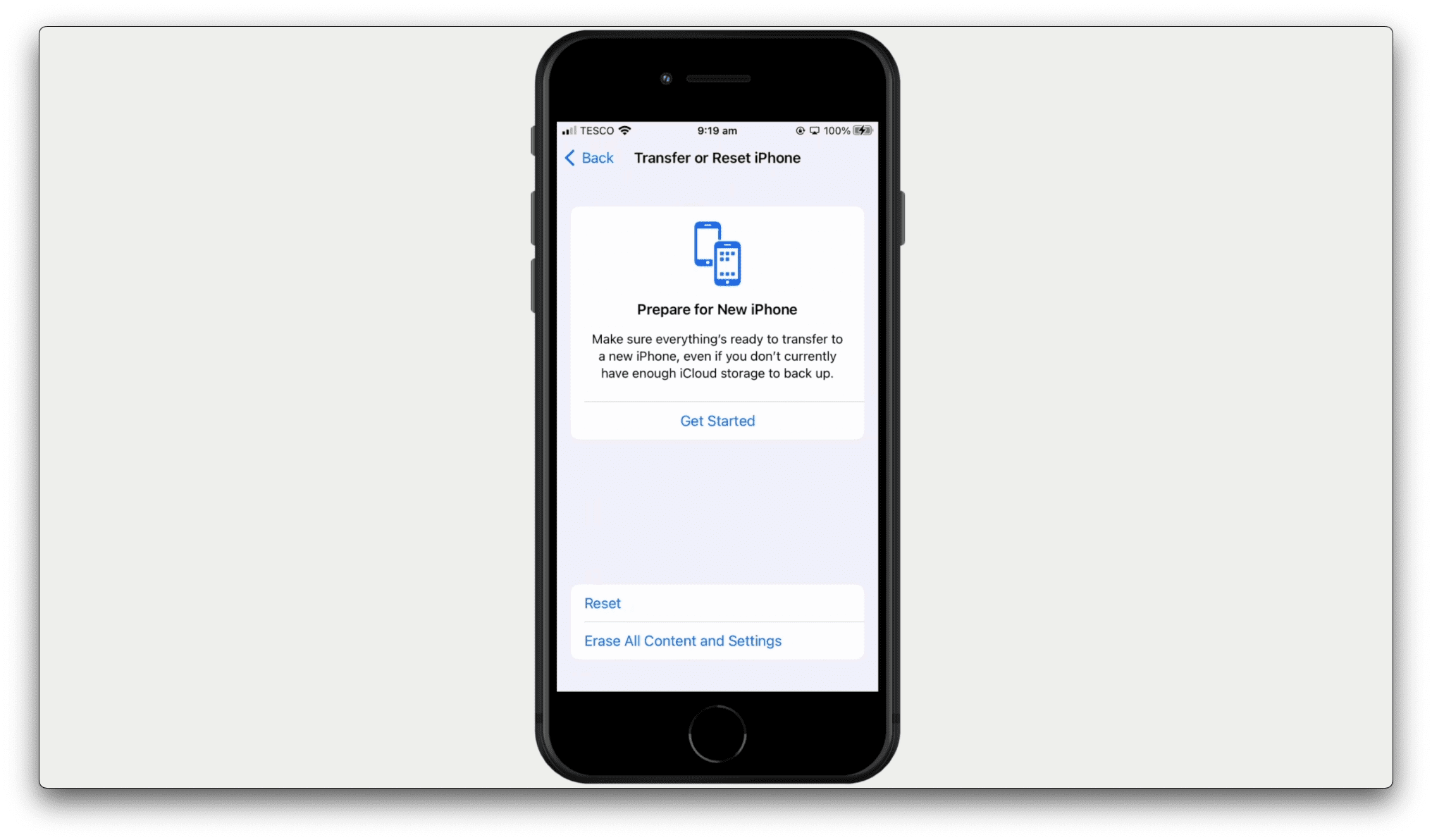 reset iPhone screen