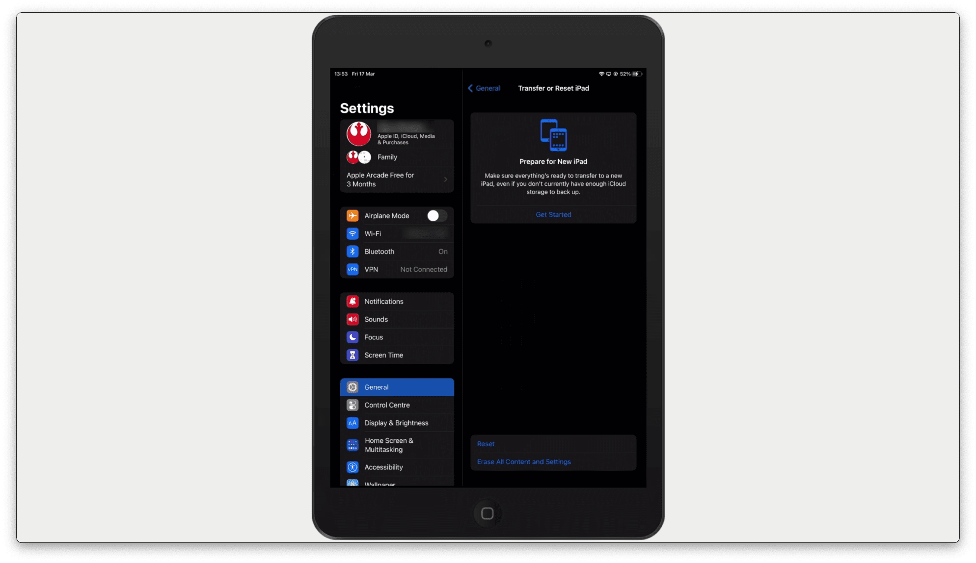 iPad reset