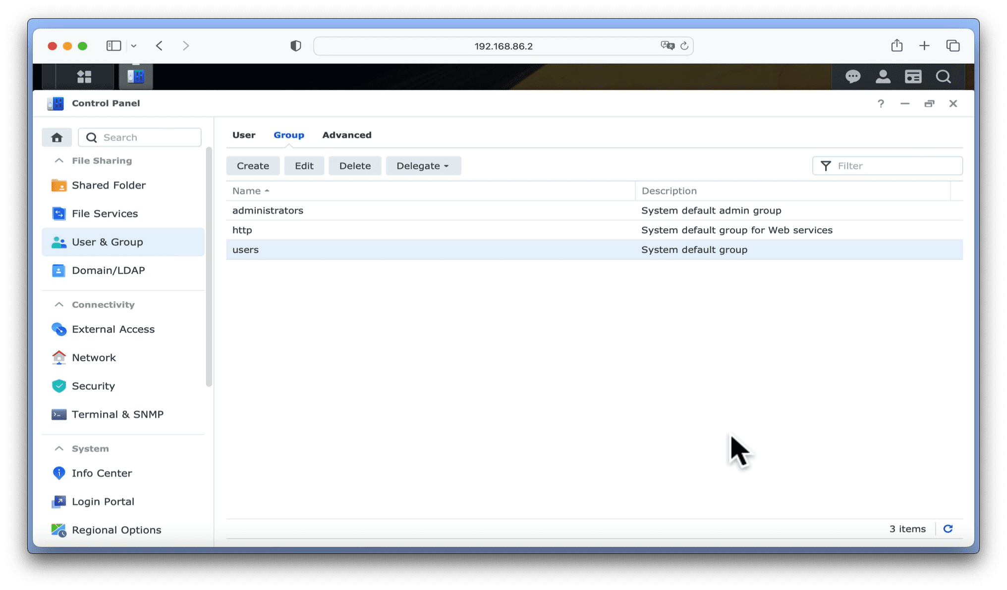 Synology NAS Groups and Permissions