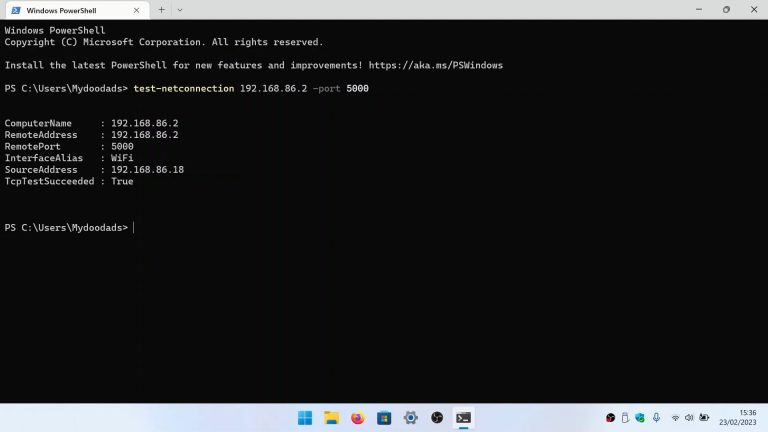 windows firewall test command