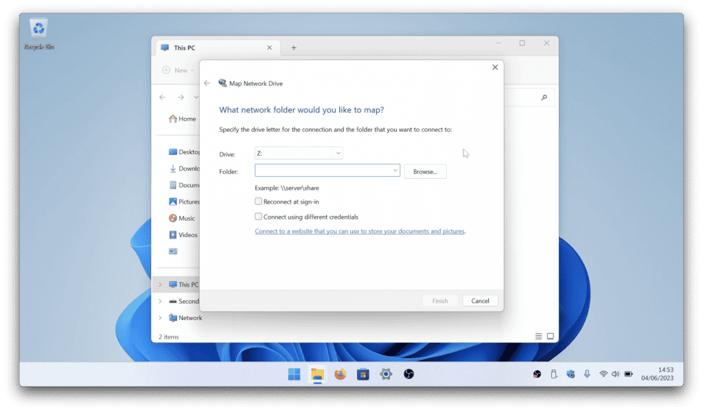Windows map network drive