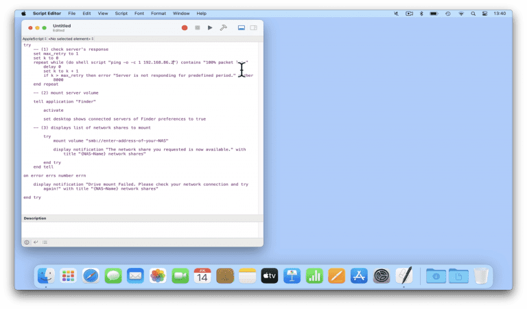 Apple Script network shares