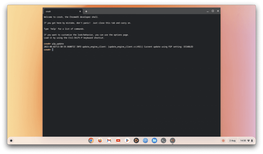 peer to peer updates chromebook