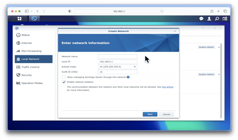 synology isolated network