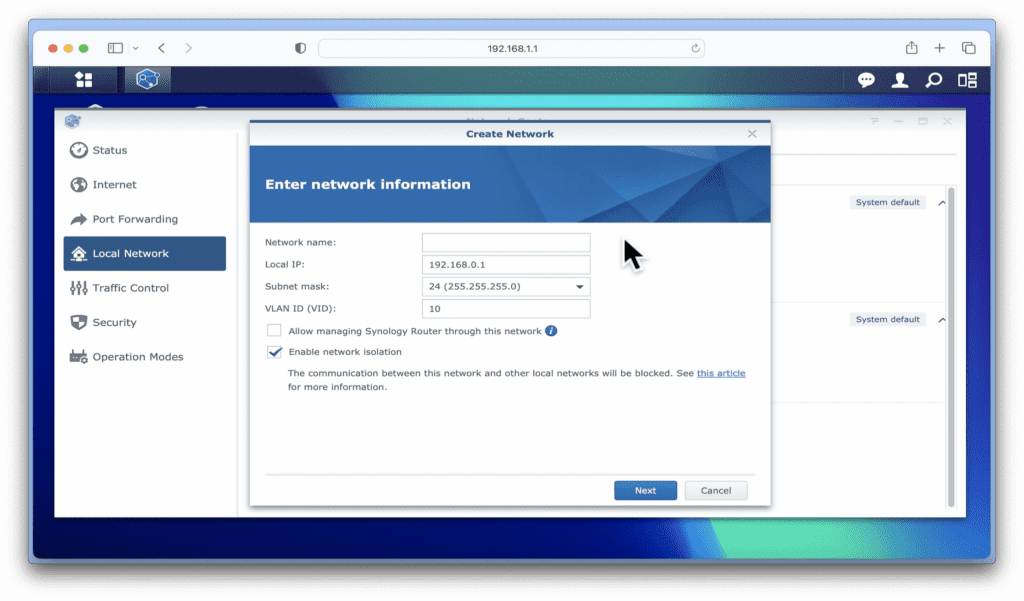 synology isolated network