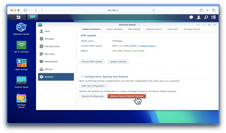 synology router hard reset
