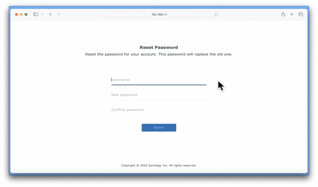 synology router soft reset