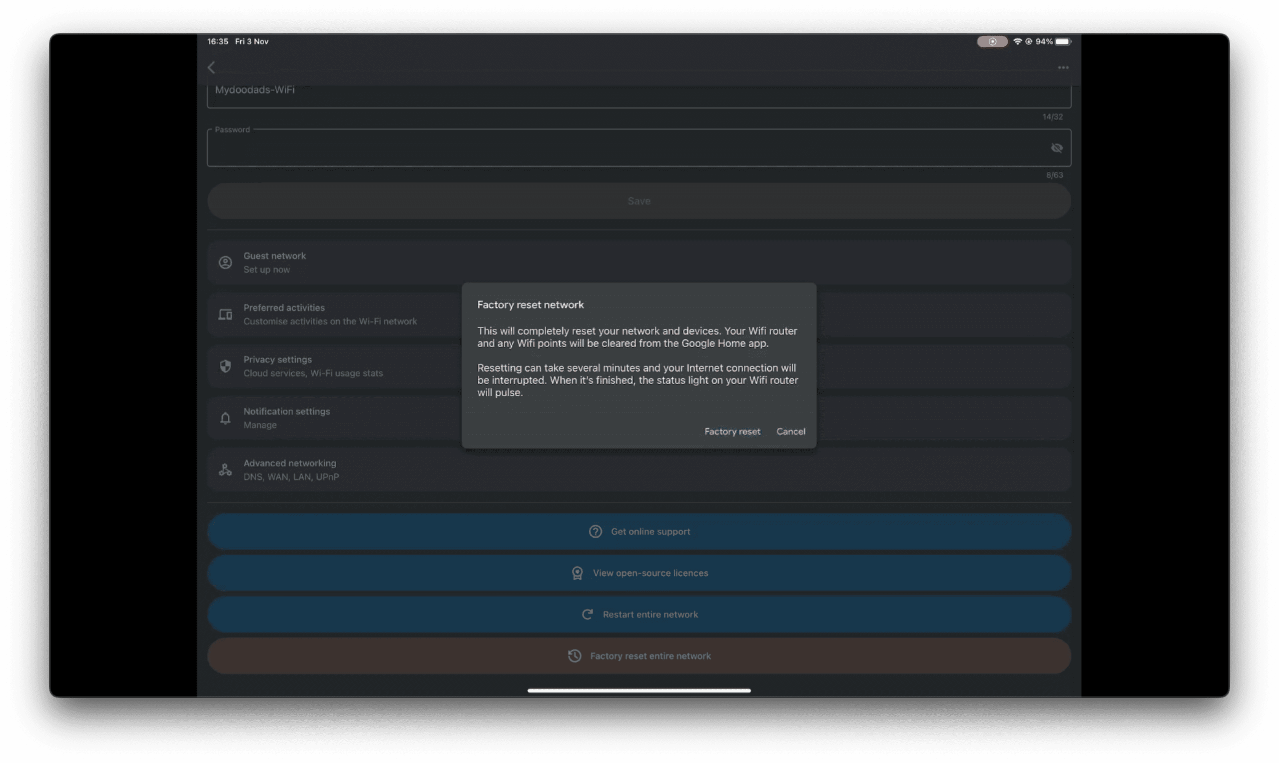factory reset google wifi pro