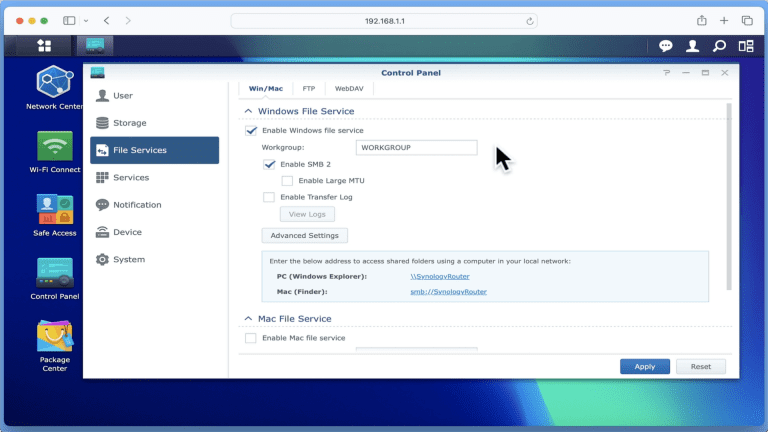 synology router network shares
