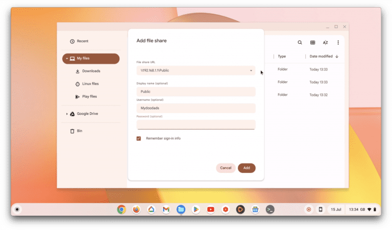 network share Chromebook