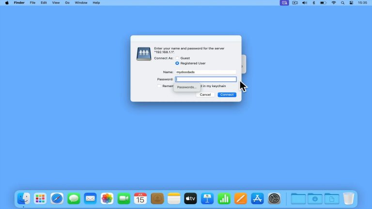 How to access a network share from an Apple Macintosh computer