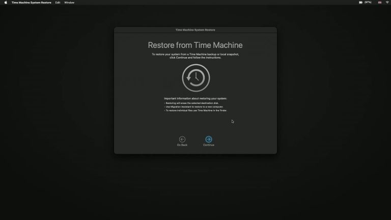 restore Time Machine backup