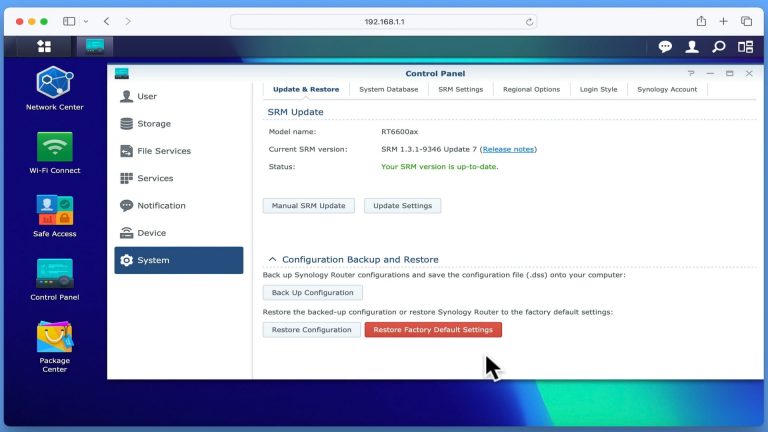synology router factory reset