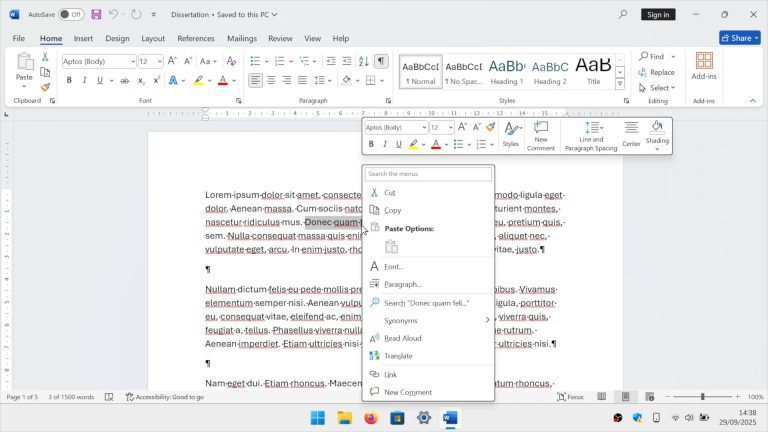 Microsoft word customisation