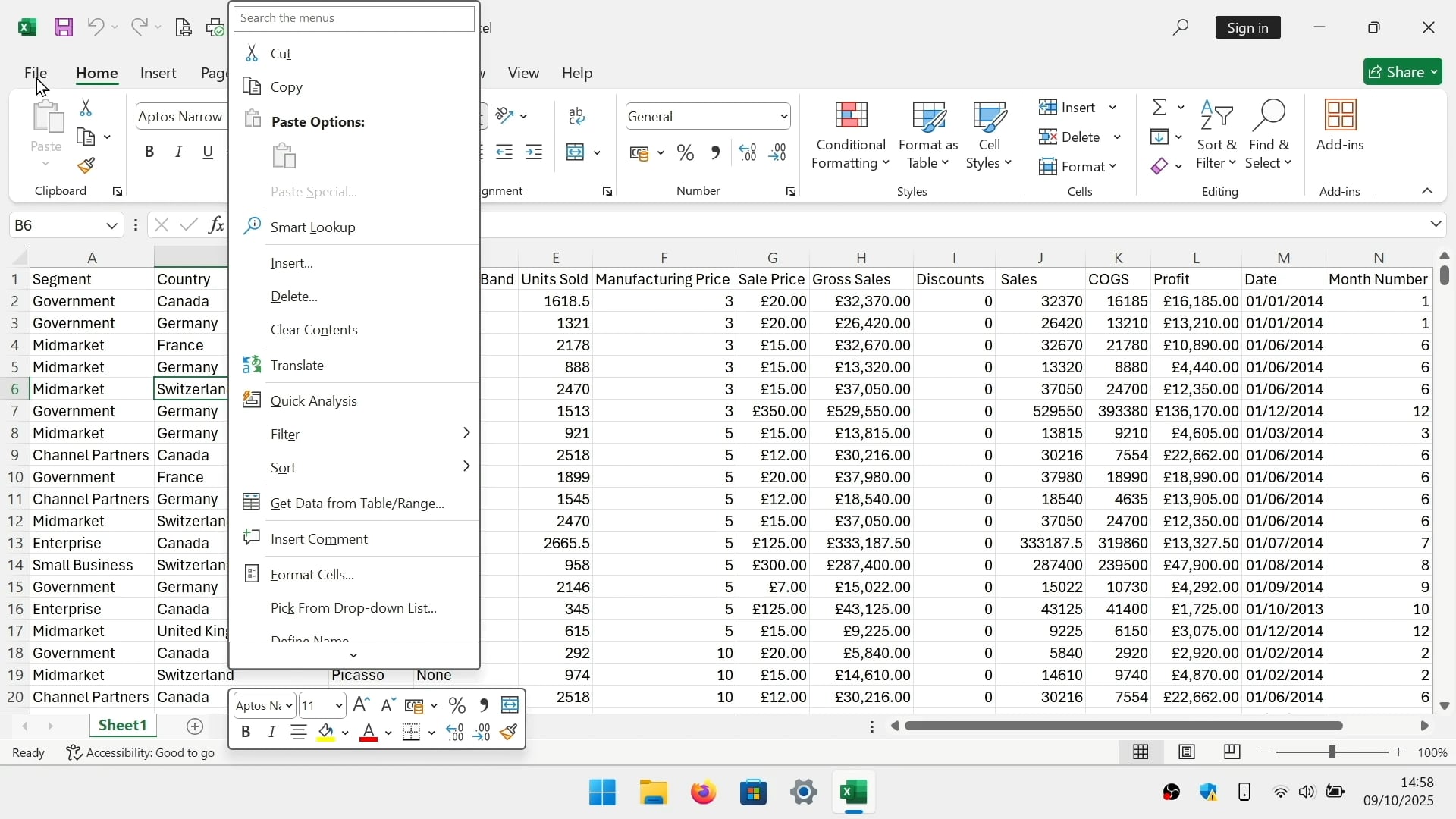 The MS Office mini toolbar